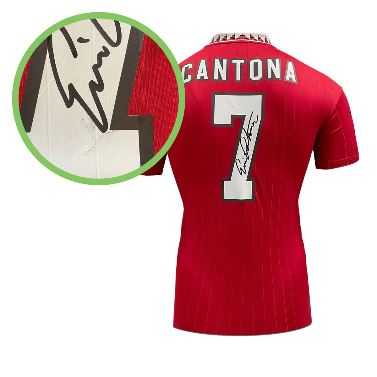 Eric Cantona Signed Manchester United 2022-23 Football Shirt. Damaged B