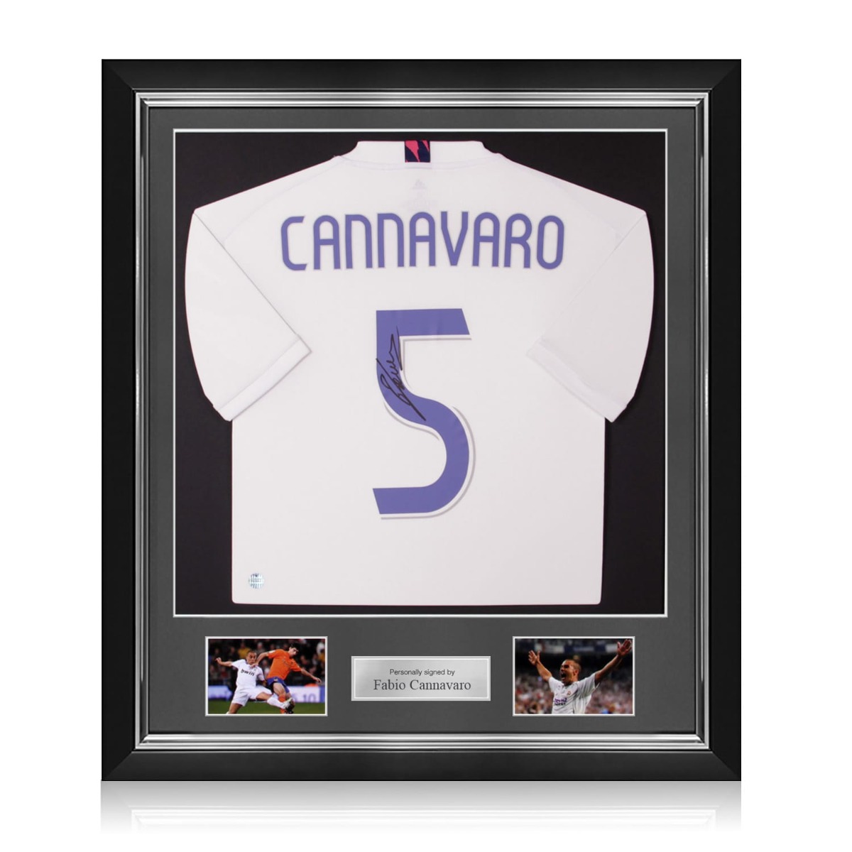 Fabio Cannavaro Signed 2020-21 Real Madrid Football Shirt. Deluxe Frame