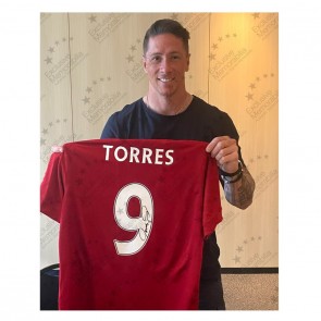 Fernando Torres Signed Liverpool 2021-22 Soccer Jersey. Icon Frame Red
