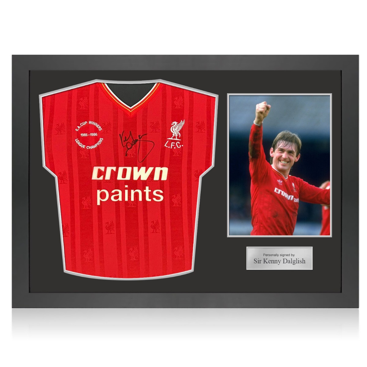 Kenny Dalglish Signed Liverpool 1985 86 Football Shirt. Icon Frame