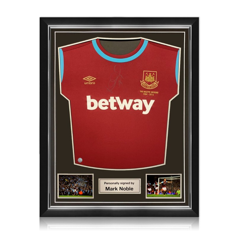 Mark Noble Signed West Ham 2021-22 Football Jersey. Deluxe Frame