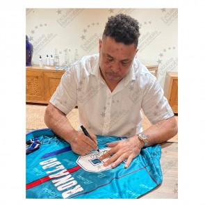 Ronaldo de Lima Signed Barcelona 1997 UEFA Cup Winners Cup Final Football Shirt. Icon Frame