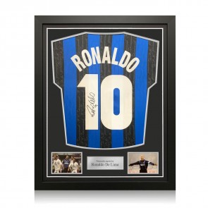 Ronaldo De Lima Signed Inter Milan 1998 Football Shirt. Standard Frame