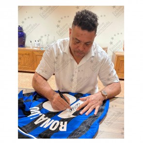 Ronaldo De Lima Signed Inter Milan 1998 Football Shirt. Icon Frame