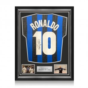 Ronaldo De Lima Signed Inter Milan 1998 Football Shirt. Superior Frame