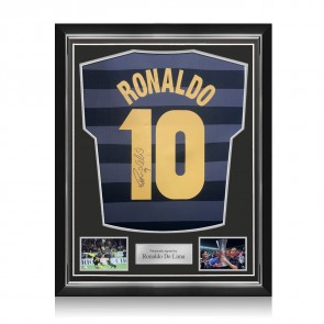 Ronaldo de Lima Signed Inter Milan 1998 UEFA Cup Final Football Shirt. Superior Frame