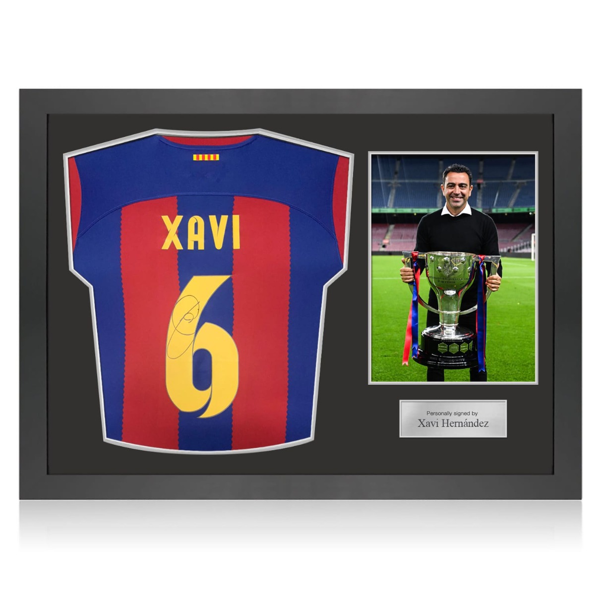 Amazon.com: Exclusive Memorabilia Xavi Hernandez Signed Barcelona 2023-24  Soccer Jersey. Superior Frame : Collectibles & Fine Art