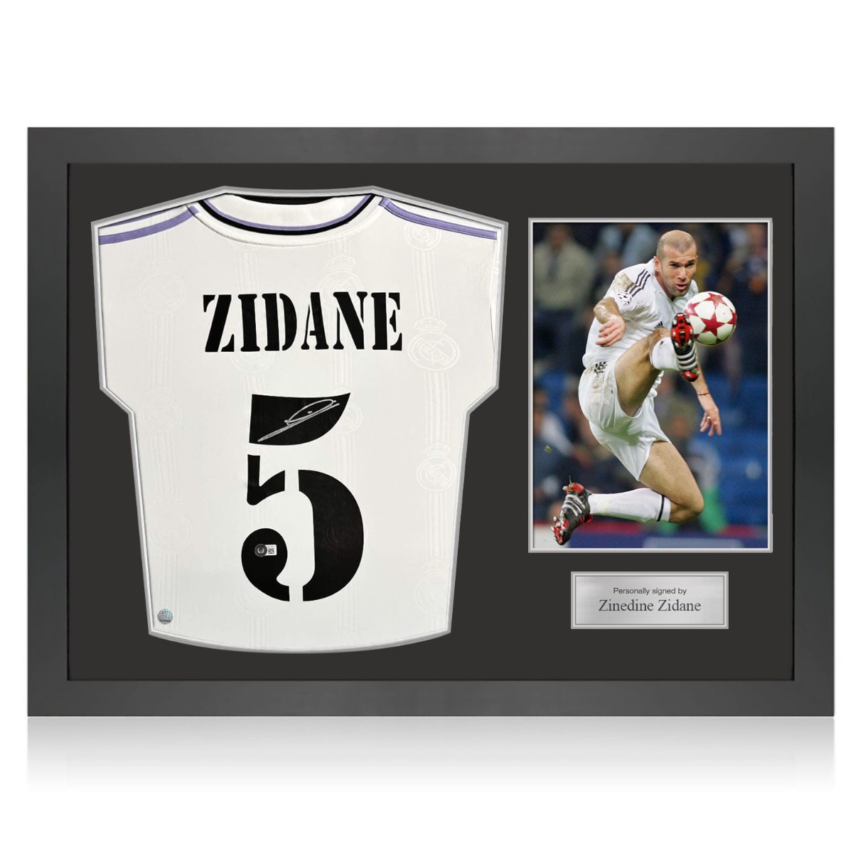 Zinedine Zidane Signed Real Madrid 2022-23 Home Football Shirt. Icon Frame